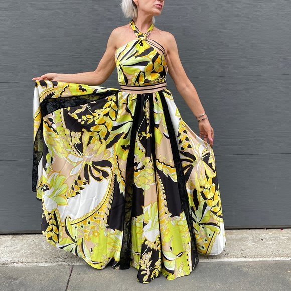 NWT ANNARITA N Made in Italy Long V-strap dress - Picture 5 of 16